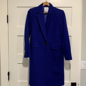 Mango Suit Wool Long Coat in Parliament Blue Size S